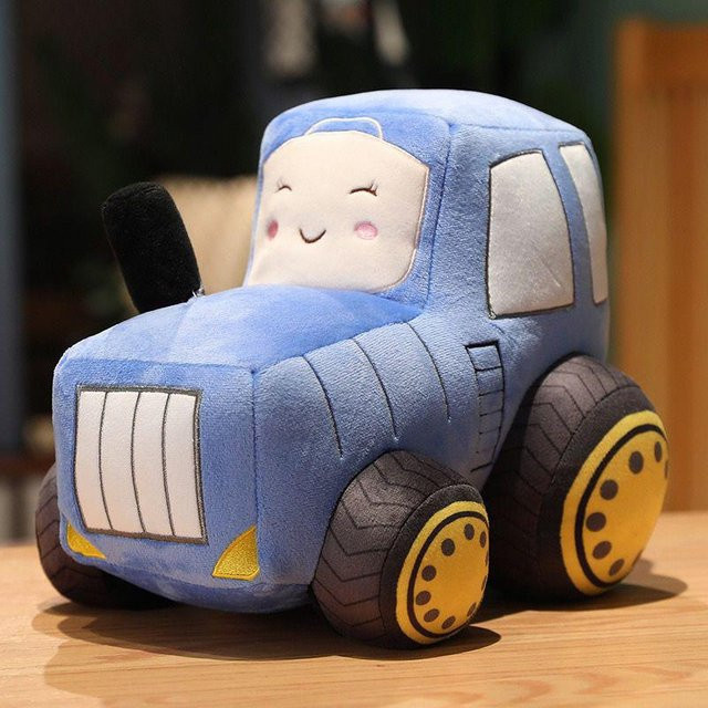 Cartoon-Traktor-Plüschkissen, weiß, 30cm, ab 14 Jahren - Bild 1