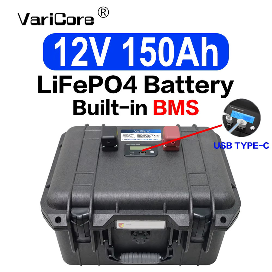 VARICORE LiFePO4 Deep-Cycle-Batterie 12V 150Ah mit intelligentem BMS und LCD-Bildschirm in Schwarz - Bild 7