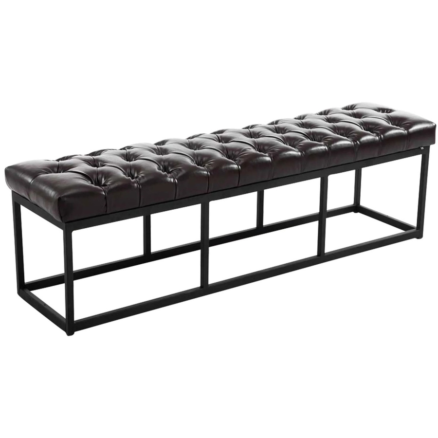 CLP Sitzbank Amun mit Kunstleder-Bezug in Schwarz-Braun und schwarzem Metallgestell, Breite: 150 cm - Bild 2