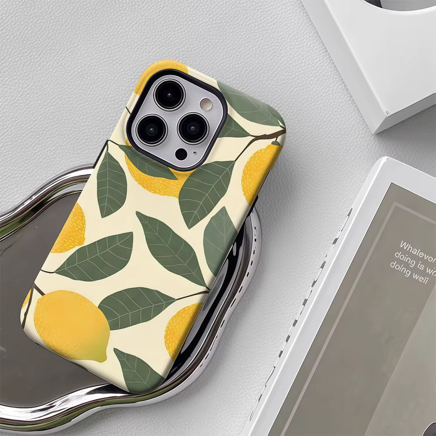 Potdemiel Handyhülle Zitronenzweig und Frucht mit doppelschichtiger Rückabdeckung, kompatibel mit iPhone 11 bis iPhone 18 Pro Max, Multicolor - Bild 5