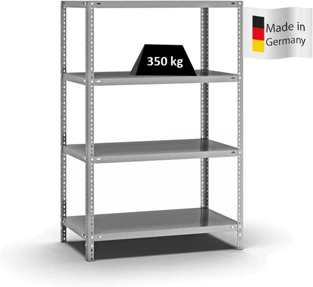 PROREGAL Heavy-Duty Fachbodenregal mit Schraubsystem, verzinkt, Farbe: Silber, H x B x T: 150 x 100 x 50 cm, 4 Ebenen, beidseitig nutzbar - Bild 1