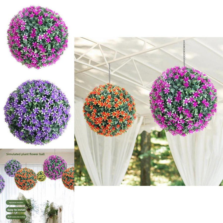 MerakiMuse Kunstblumenball aus Kunststoff in Rose Rot für die Decken-Dekoration, Durchmesser: 20 cm - Bild 5