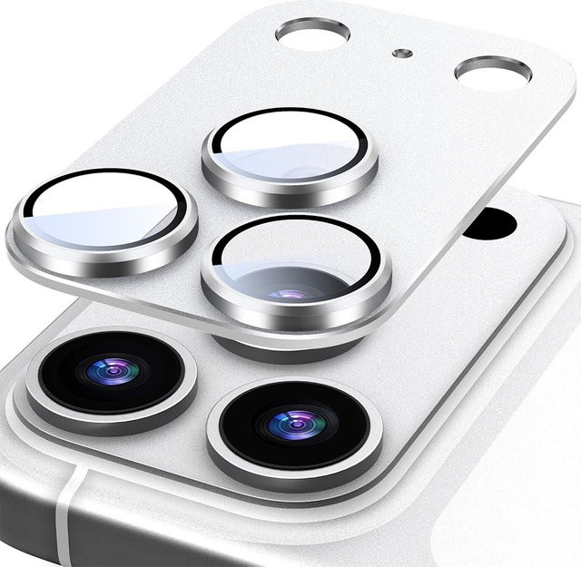 NYFundas Kameraobjektivschutz für iPhone 17 Pro Max und 16 Plus mit Metallrahmen und gehärtetem Glas in Schwarz oder Silber - Bild 1