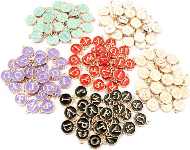 Wadsfred Buchstaben Charms Emaille, Messing, Bunt, Unisex, 12x14mm - Bild 1