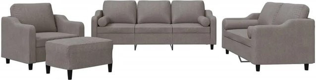 vidaXL 4-teilige Sofagarnitur aus Stoff in Taupe mit 3-Sitzer-Sofa, 2-Sitzer-Sofa, Sessel, Fußhocker und Kissen - Bild 1
