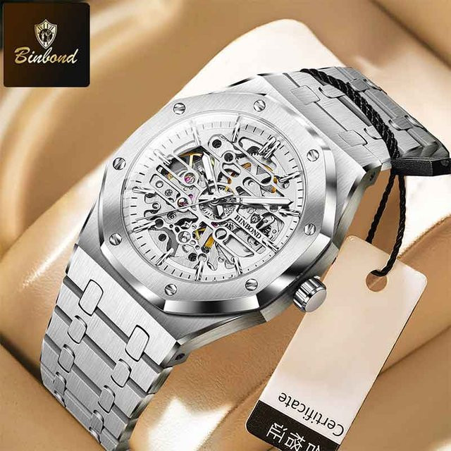 BINBOND Armbanduhr Edelstahl, Automatik, Herren, Silber - Bild 1