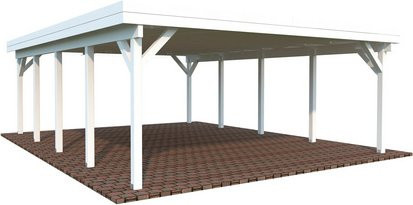 PALMAKO Carport Karl aus Fichtenholz mit Flachdach, Farbe: Weiss, B/T/H: 600 x 762 x 254 cm - Bild 1