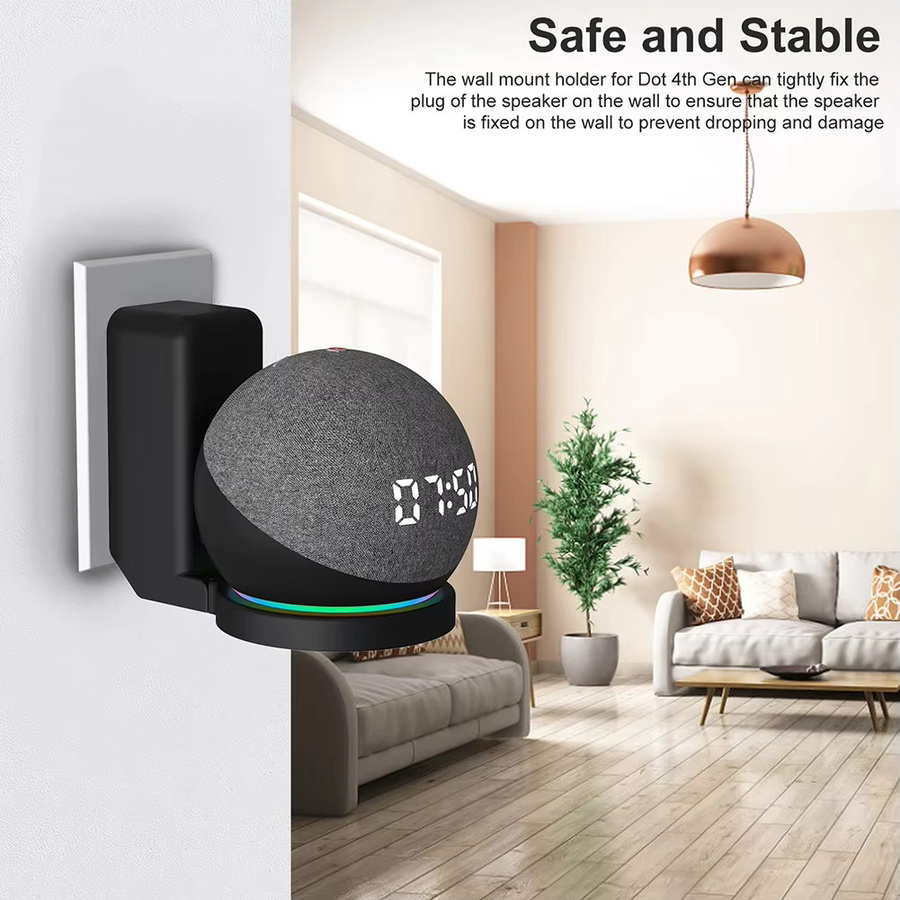 APWIKOGER Tragbare Wandhalterung für Amazon Alexa Echo Dot 5/4 Lautsprecher der 3. Generation in Schwarz mit Kabelhalterung - Bild 2