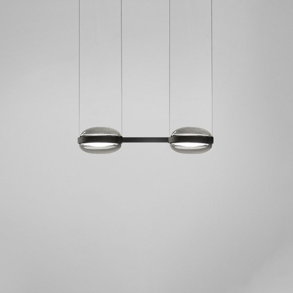 B.Lux Beaded SH2 LED-Pendelleuchte aus Glas und Aluminium in Schwarz und Grau, dimmbar - Bild 1