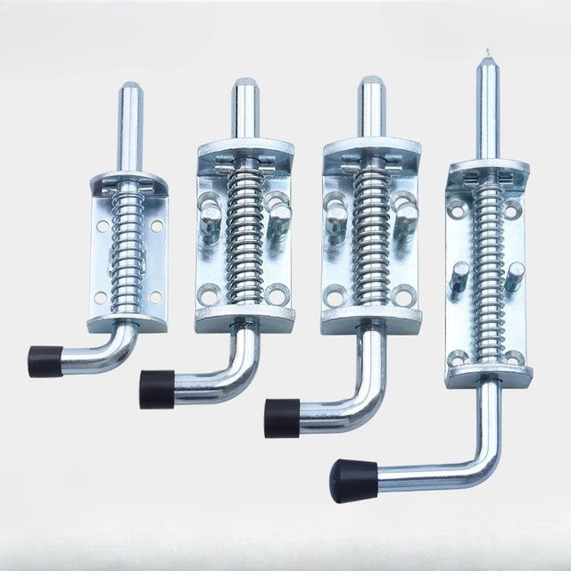 Federbelasteter Türriegel aus Edelstahl in Silber für Schränke, Türen, Schuppen und Anhänger - Bild 1