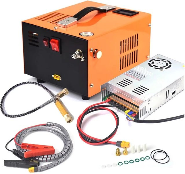 Bromose Hochdruck-Luftkompressorpumpe mit 220V Transformator, 12V 4500 Psi 300 Bar 30MPa Hochdruck-Inflator in Schwarz-Orange - Bild 1