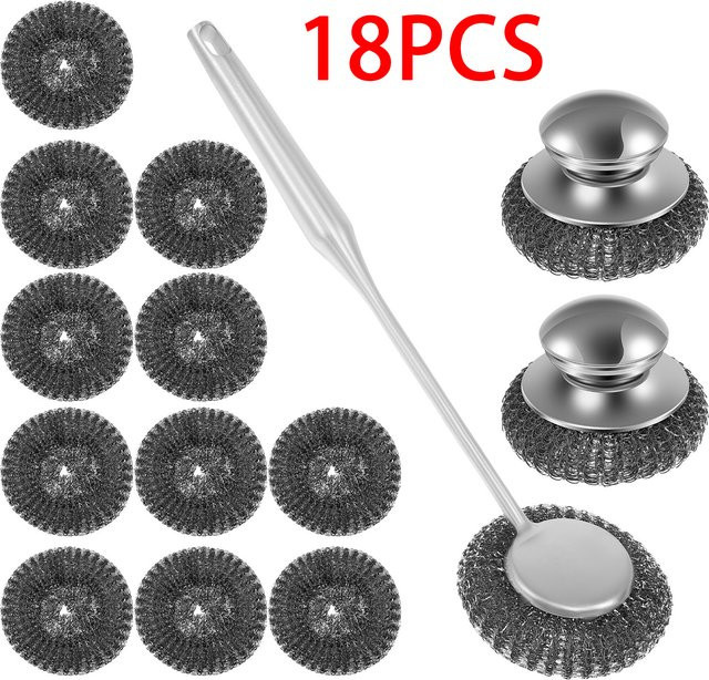 Willstar Edelstahl Topfreinigungspinsel mit langem Griff in Silber für die Küchenreinigung - Bild 1