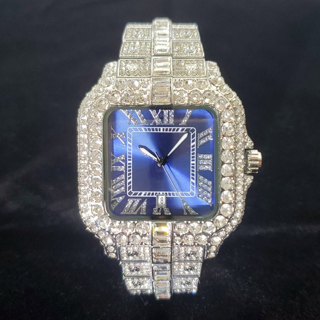 WEISIKAI Armbanduhr, Quarz, Edelstahl, Silber, Blaues Zifferblatt, Diamantbesetzt, Herren - Bild 1