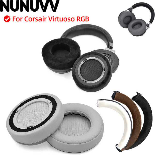 Corsair Ersatz-Ohrpolster für Virtuoso RGB in Schwarz, ultraweiche Schwamm-Kissen als Reparaturset für Kopfhörer - Bild 1