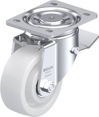 Blickle Lenkrolle 658146 LH-SPO 127K-ST mit Feststeller in Silber und Weiß, Rad-Durchmesser: 125 mm, Tragfähigkeit: 750 kg - Bild 1
