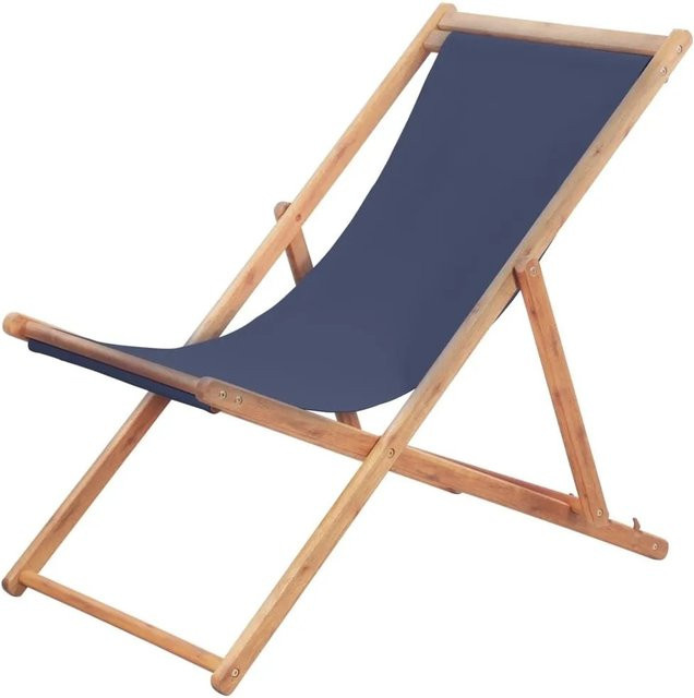 vidaXL Strandstuhl klappbar aus Eukalyptusholz und Stoff in Blau - Bild 1