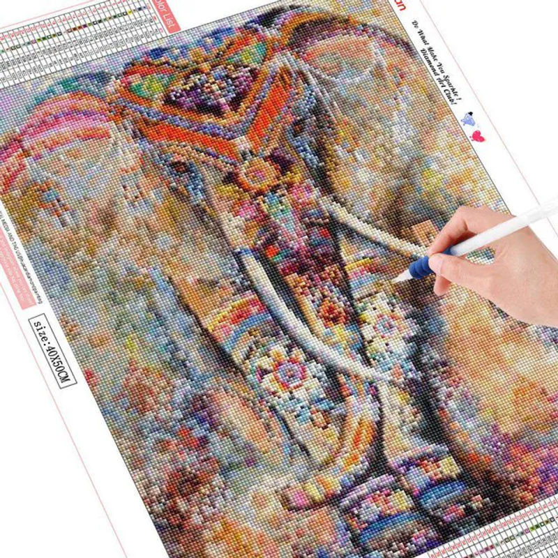 FIYO Diamant Mosaik Elefant 5D DIY Diamant Malerei Tier Stickerei, mehrfarbig, B/H: 20 x 30 cm - Bild 1