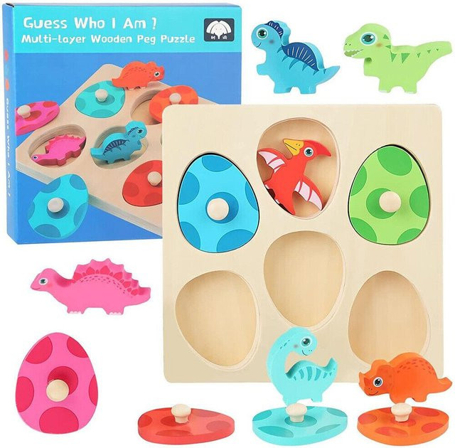 Kidsly Dinosaurier-Puzzle, Holz, 3D-Holz, ab 3 Jahre - Bild 1