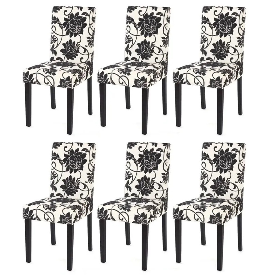 6er-Set MCW Esszimmerstühle Littau aus Textil Jacquard in Schwarz mit dunklen Beinen - Bild 3
