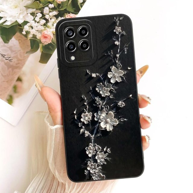 Stoßfeste Silikonhülle mit niedlichem Katzen-Cartoon Design für Samsung Galaxy M33 und M53 5G in Schwarz - Bild 1