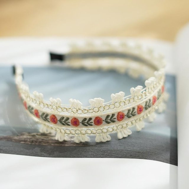 Rd lala Stirnband, bestickt, Blumen, Spitze, Damen - Bild 1