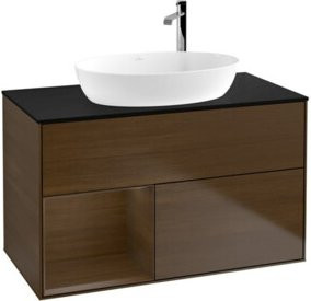 V&B Waschtischunterschrank Finion 100 mit Wandbeleuchtung in Platinblau, B/T/H: 100 x 50,1 x 50,1 cm - Bild 1