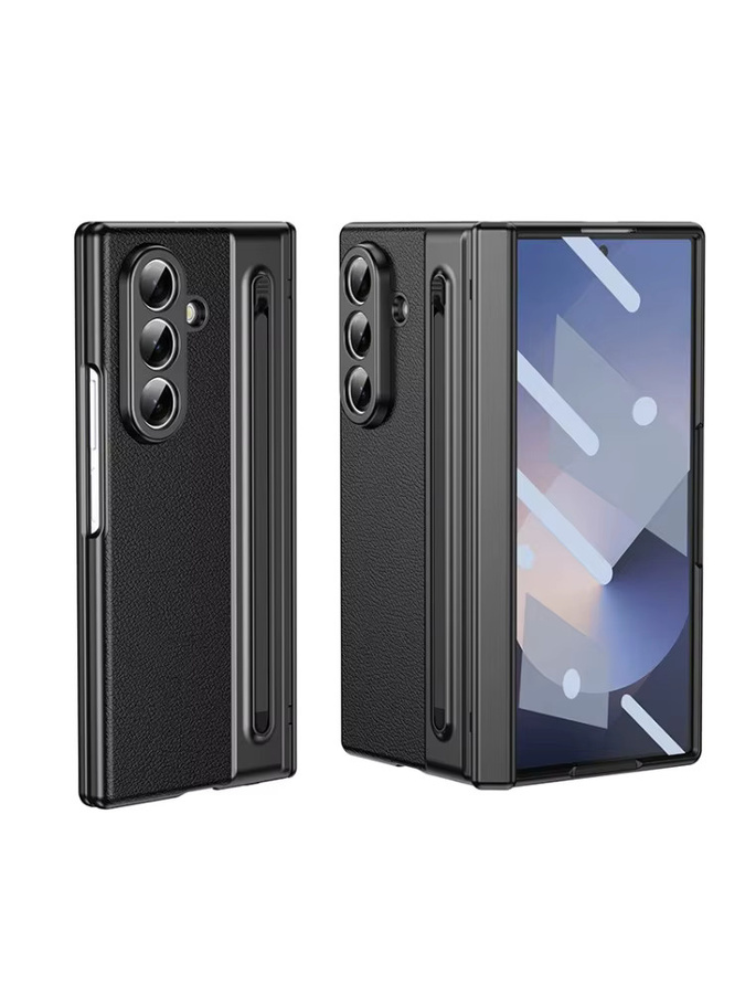 Samsung Galaxy Z Fold 8 7 6 5 4 3 Lederhülle mit Scharnierschutz, Touchpen und integriertem Displayschutz in Pink oder Black - Bild 7