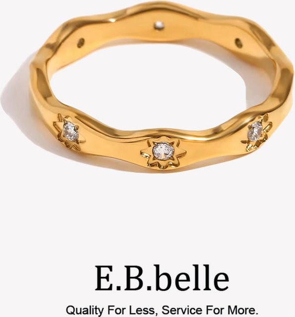 E.B.belle Ring Edelstahl, 18k Gold überzogen, Kristall, Damen - Bild 1