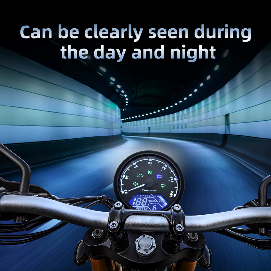 Digitaler Motorrad Tachometer mit Kilometerzähler und Stundenanzeige von MAIMEIMI in Schwarz für Honda und Yamaha - Bild 2
