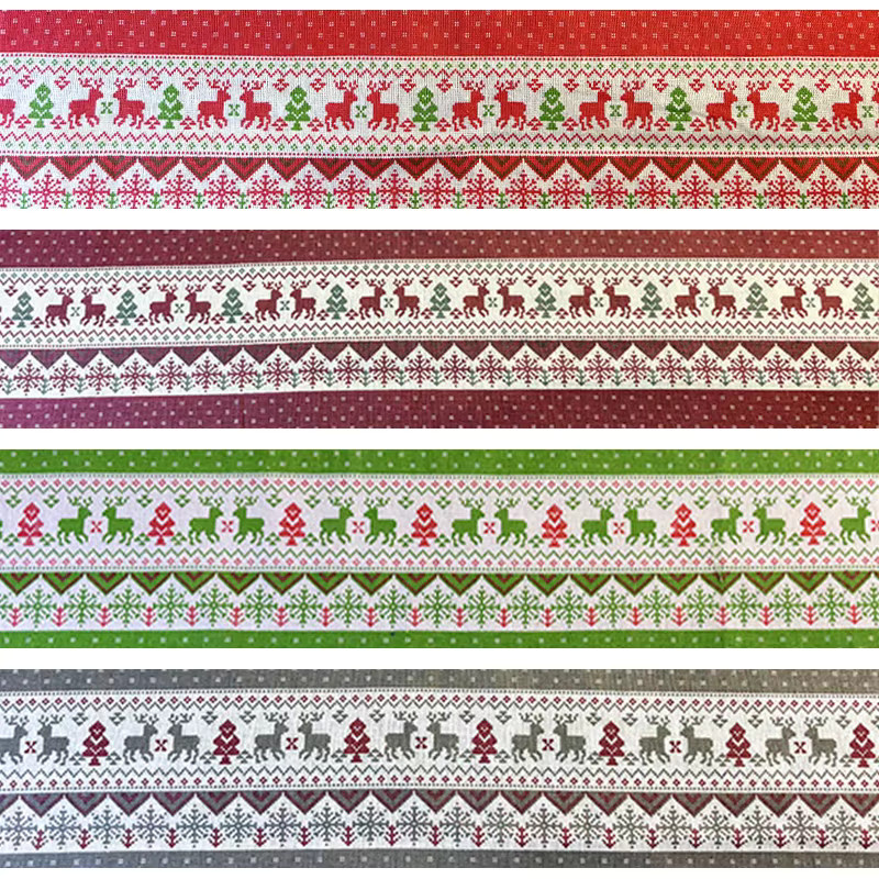 4er-Set quadratische Leinenstoffe mit Weihnachtsmuster in Multicolour für Patchwork und DIY-Nähen, Breite: 50 cm, Tiefe: 50 cm, Höhe: 50 cm - Bild 3