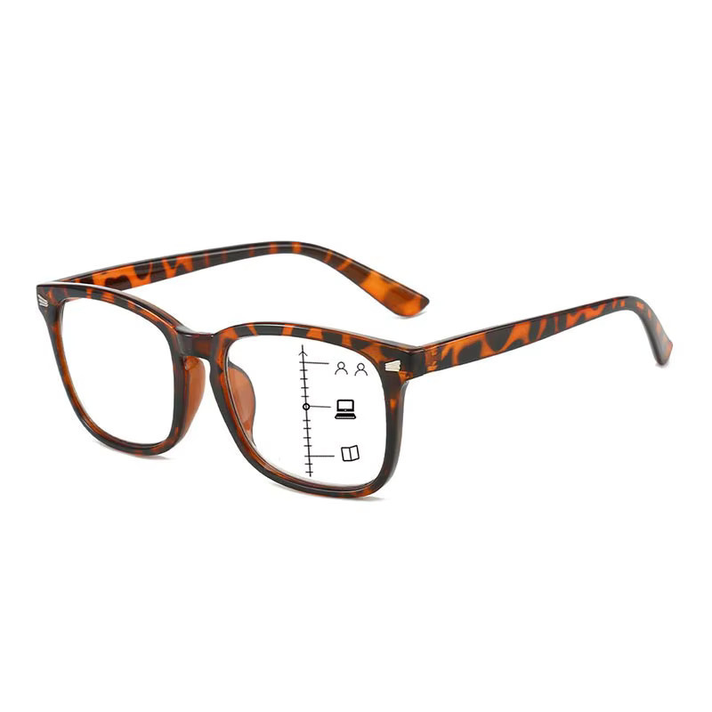 Progressive Multifokale Anti-Blaulicht-Lesebrille, Unisex, Vollrand, Braun, Kunststoff - Bild 2