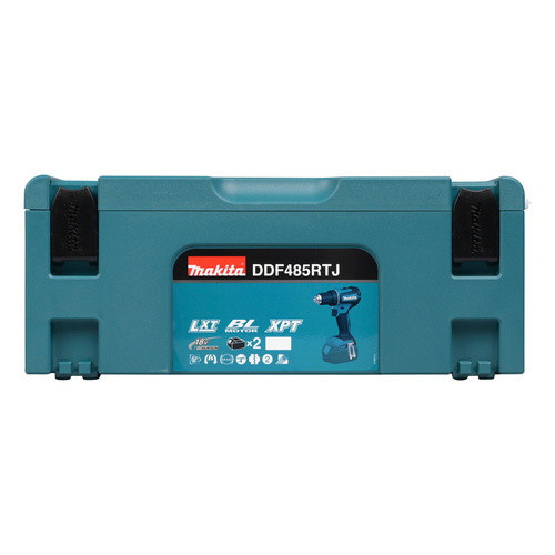 Makita Akku-Bohrschrauber DDF485RTJ 18V mit 2 Akkus und Ladegerät im MAKPAC, Schwarz - Bild 4
