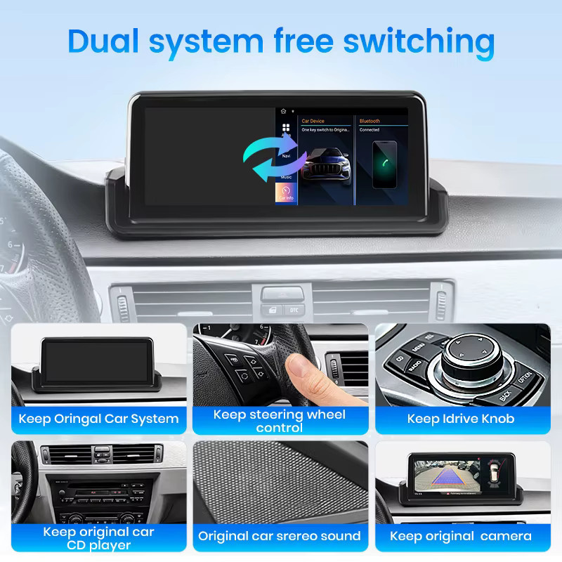 Junsun Wireless CarPlay und Android Auto Autoradio mit Bluetooth und Mirroring für BMW E90 E91 E92 E93 (2005-2012), Schwarz - Bild 5