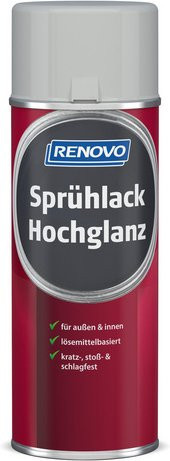 RENOVO Sprühlack für Holz, Lichtgrau RAL 7035, hochglänzend, lösemittelbasiert, 0,4 l - Bild 1
