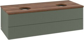 V&B Waschtischunterschrank Antao mit Frontstruktur und Beleuchtung in Grau-Grün lackiert, B/T/H: 120 x 50 x 50 cm - Bild 1