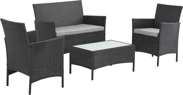 HTI-Living Modernes Outdoor Möbel Set 4-teilig in Anthrazit - Bild 1