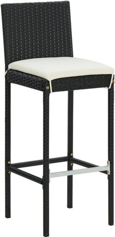 VIDAXL 6er-Set Barhocker mit Kissen aus Polyrattan in Schwarz und Beige mit Stahlgestell - Bild 1