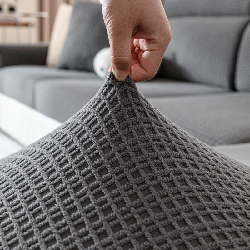 HOMEMOTION Elastischer Sofabezug aus Jacquard für 2-Sitzer, Farbe: Licht Kaffee - Bild 3
