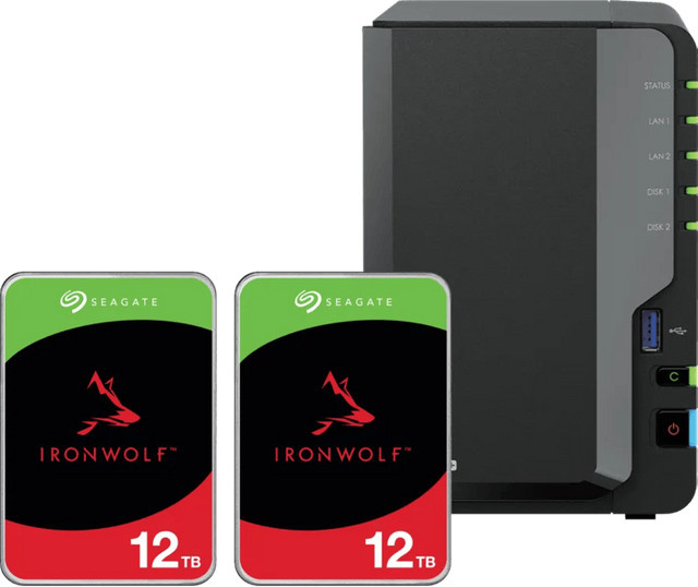 Synology DS225+ NAS-System mit Seagate Ironwolf 12 TB HDD Doppelpack in Schwarz - Bild 1