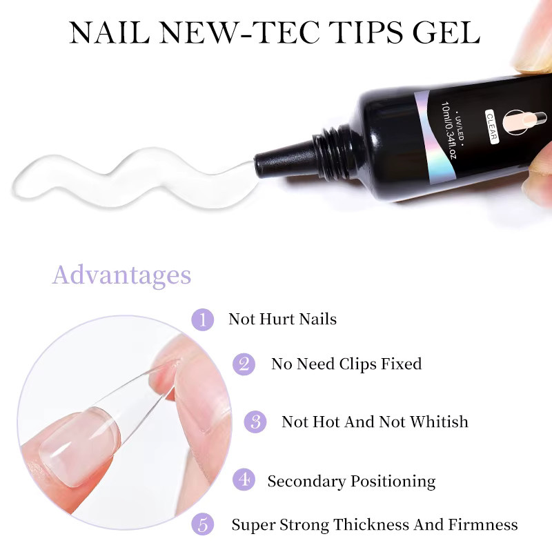 MEET ACROSS Gel Nagel Tipps, Transparent, Glänzend - Bild 2