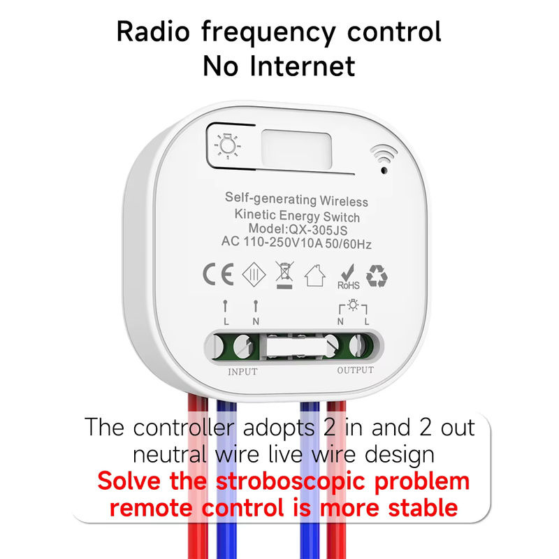 Lunzo Drahtloser Wandschalter Typ 86 in Weiß, wasserdicht mit eigener Stromversorgung (RF433-MHz) - Bild 5