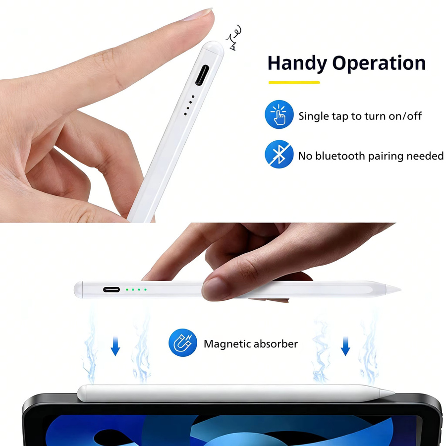 Apple Pencil Stylus Pen für iOS Tablets mit Leistungsanzeige in Weiß - Bild 3