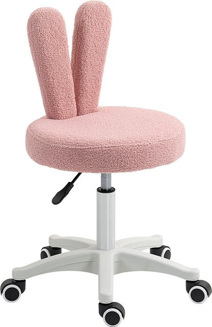 Aosom Schreibtischstuhl mit Hasenohren in Rosa, moderner Drehstuhl aus Teddyplüsch und Bouclé mit Höhenverstellung und 5 Rollen, B/T/H: 53 x 53 x 70-84 cm - Bild 1