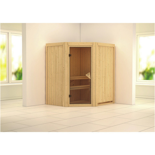 Karibu Sauna Tuckum für 3 Personen aus Fichtenholz in Beige ohne Ofen B: 198 cm, T: 170 cm, H: 151 cm - Bild 2