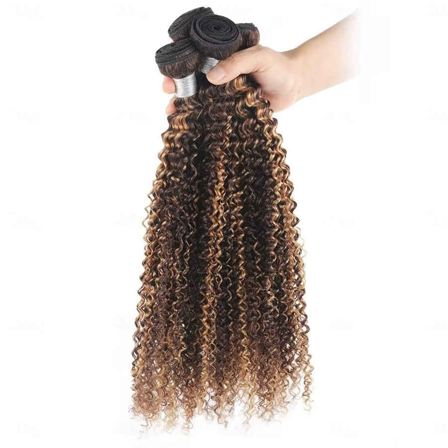 Highlight Jerry Curly Echthaar-Weave-Bündel, Kinky Curly, Honigblonde, Brasilianisches Rohhaar, Unisex - Bild 2
