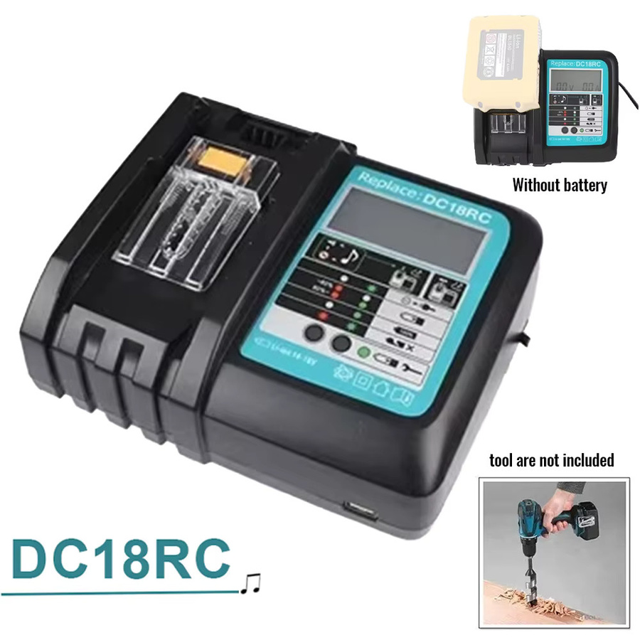 Makita DC18RC Lithium-Ionen-Akkuladegerät für 14,4V und 18V Elektrowerkzeuge in Schwarz - Bild 2
