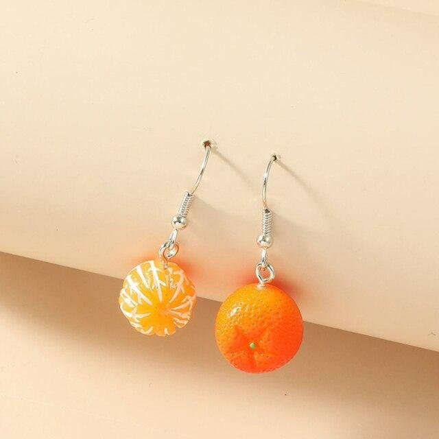 Ohrringe Edelstahl, Orange Fruit Drop, Beige, Damen - Bild 1