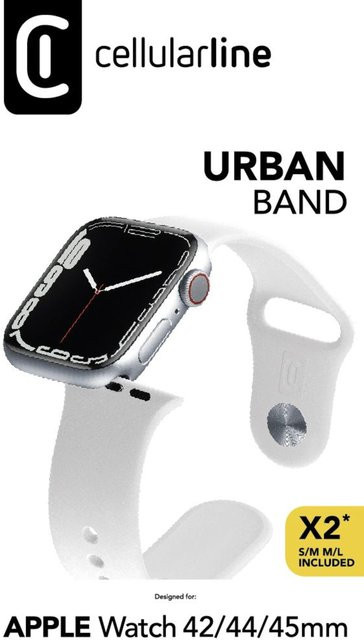 CellularLine Uhrenarmband Silikon, Weiß, Apple Watch 44/45/46/49mm - Bild 1