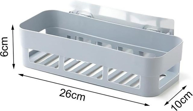 Selbstklebender Duschkorb von mfySpace aus Kunststoff zur Wandmontage, weißes Aufbewahrungsregal mit Drainage für dein Badezimmer - Bild 1