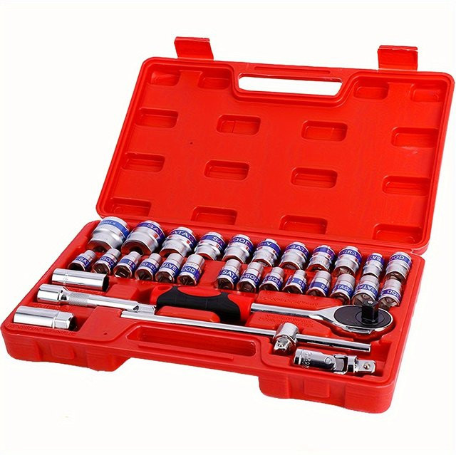 NIUXIANG 32-teiliger Mechanik-Werkzeugsatz mit 1/2 Zoll Steckschlüsselsatz für tiefe und Standard-Einsätze - Bild 1
